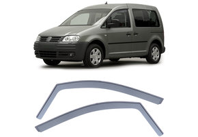 Zijwindschermen geschikt voor VW Caddy 2K 04-15 - Zwarte rook - 100% passend