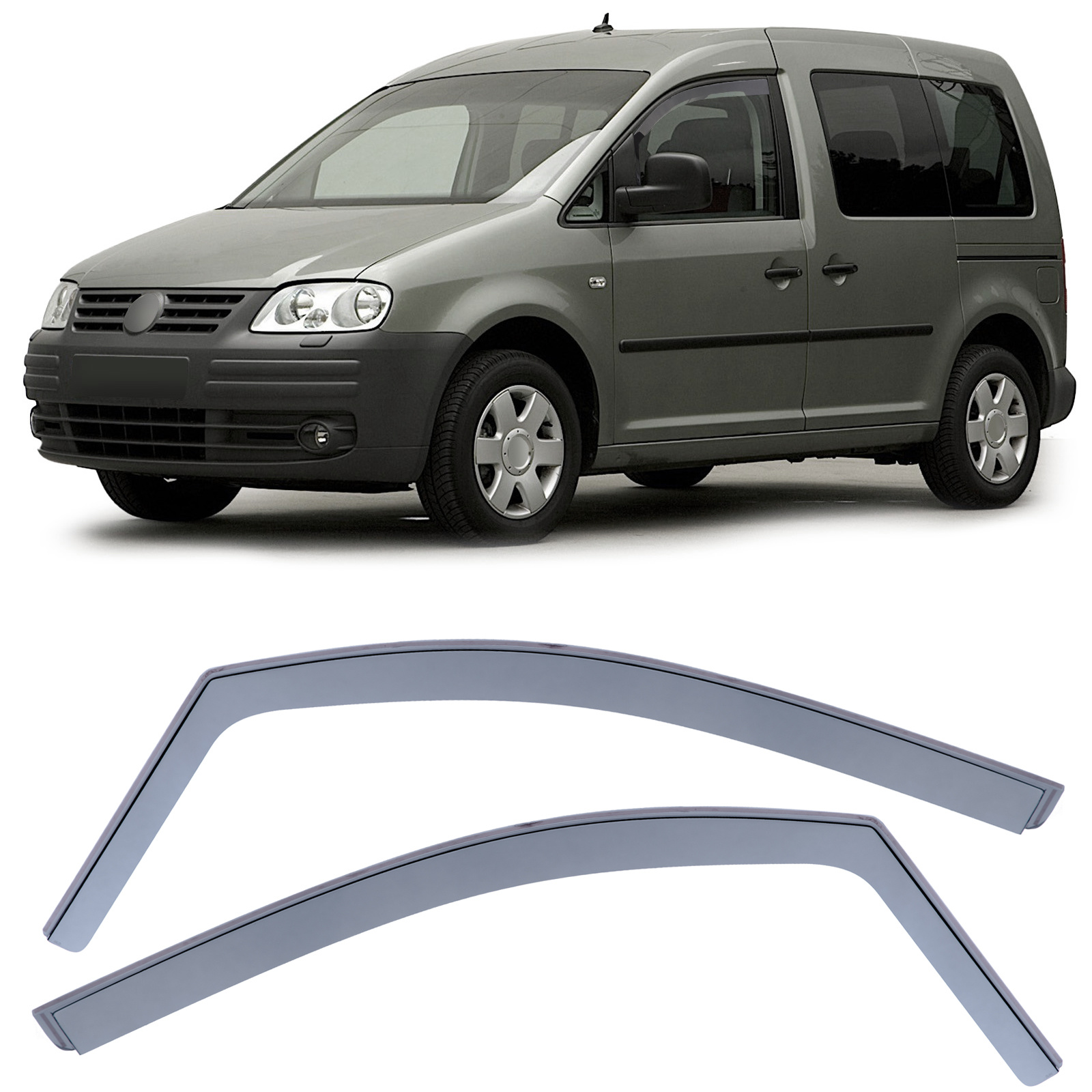 Zijwindschermen - VW Caddy 2K 04-15 - Zwarte rook - 100% passend