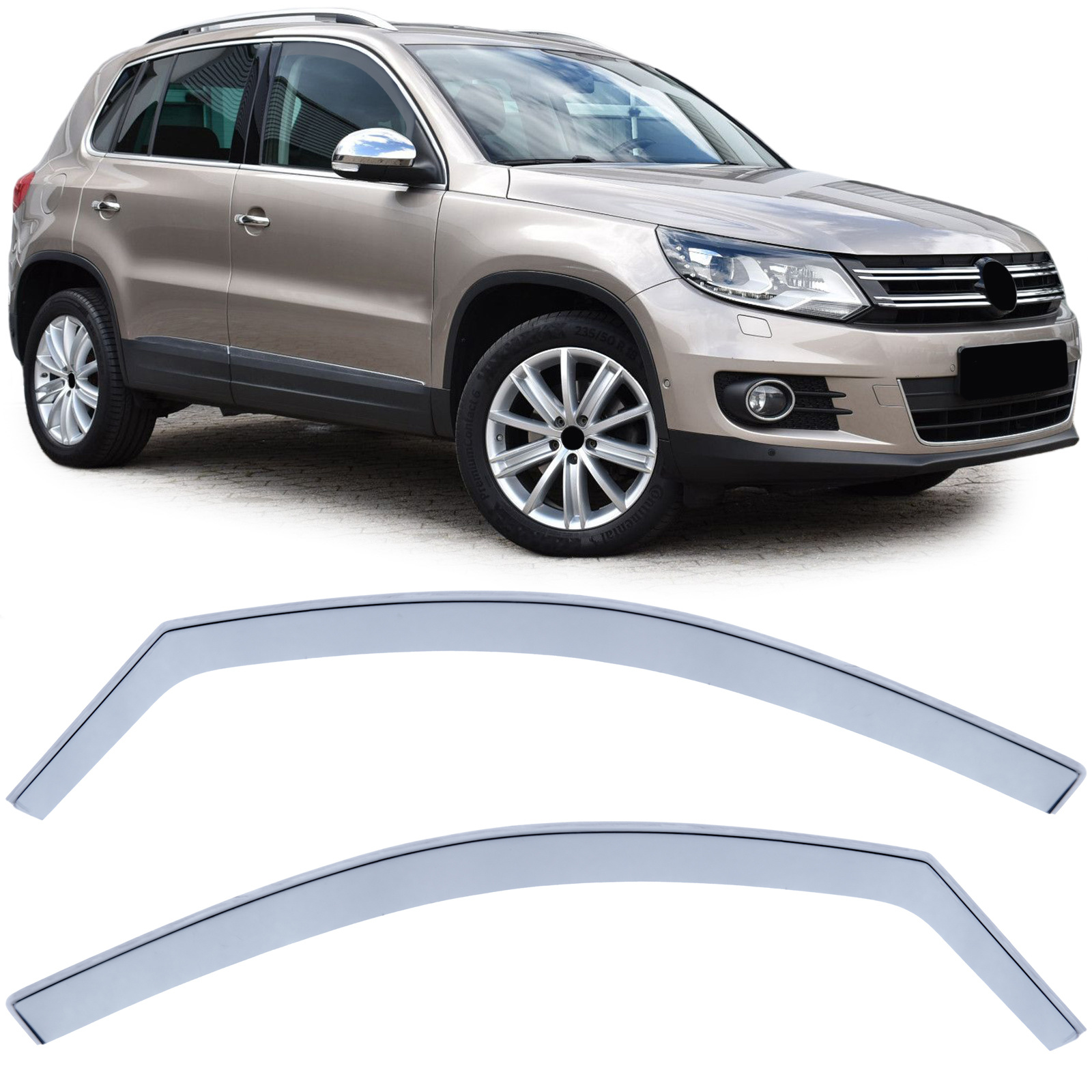 Zijwindschermen - VW Tiguan 5N 07-15 - Zwarte rook - 100% passend