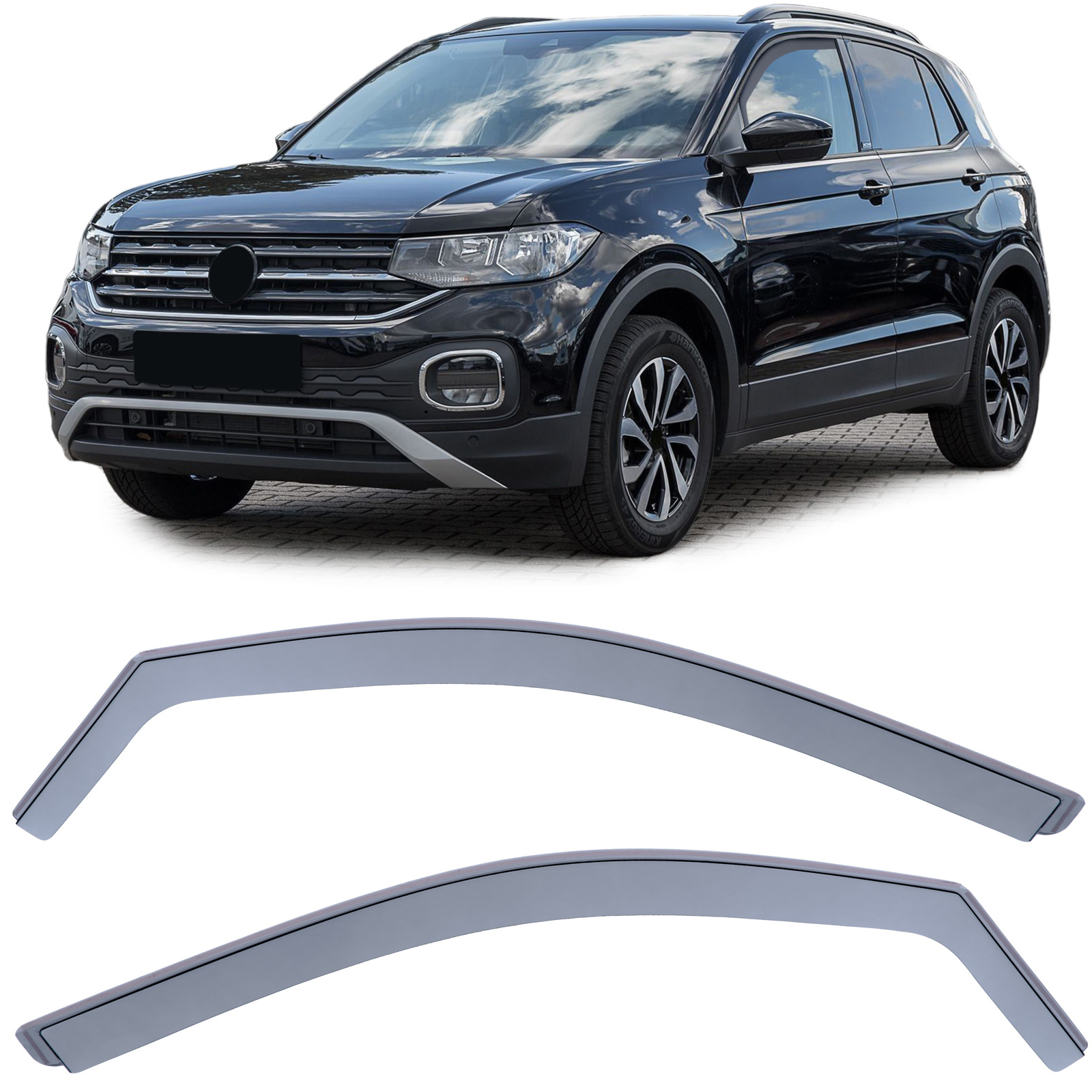 Zijwindschermen - VW T-Cross C1 - Zwarte rook - 100% passend