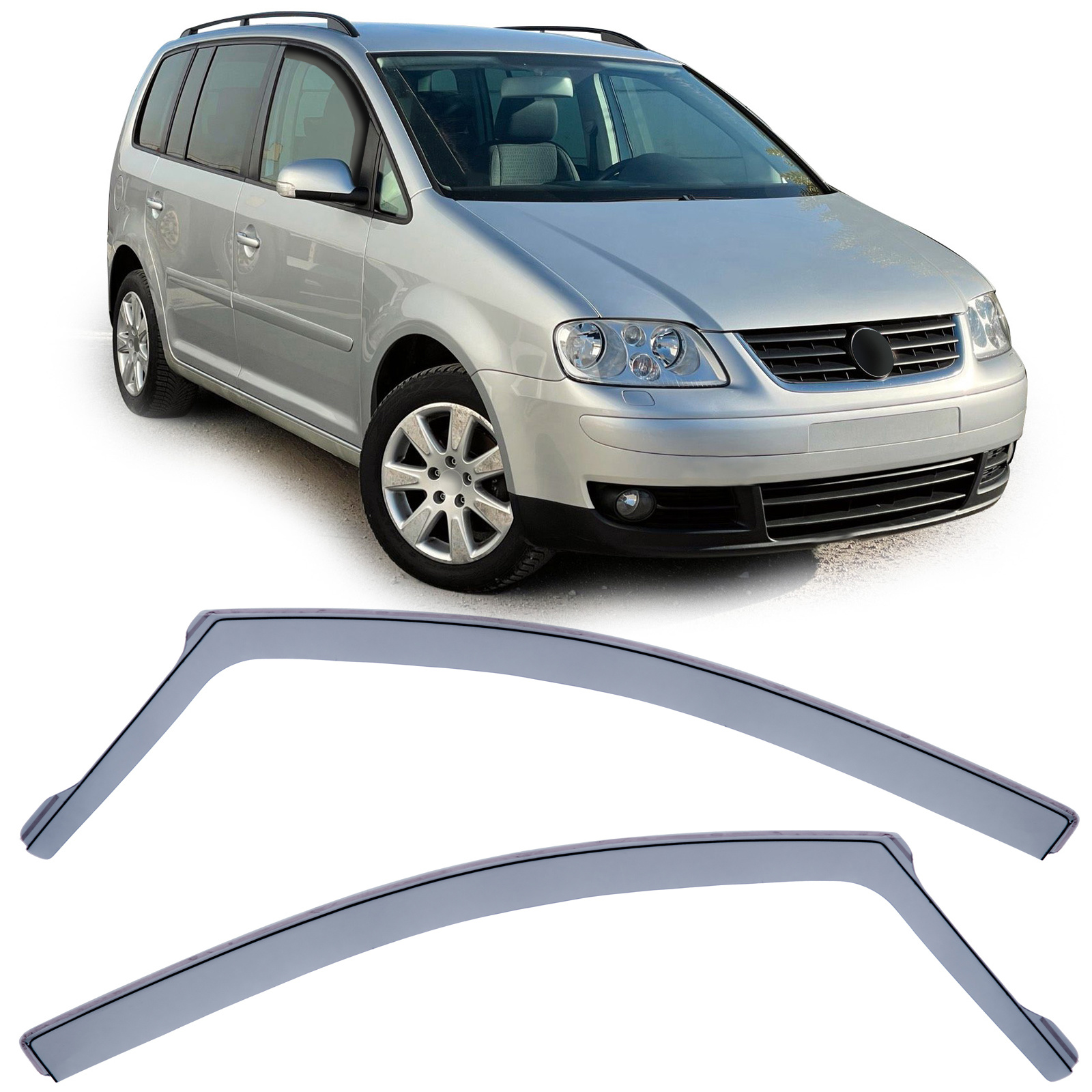 Zijwindschermen - VW Touran 1T 03-15 - Zwarte rook - Geschikt voor