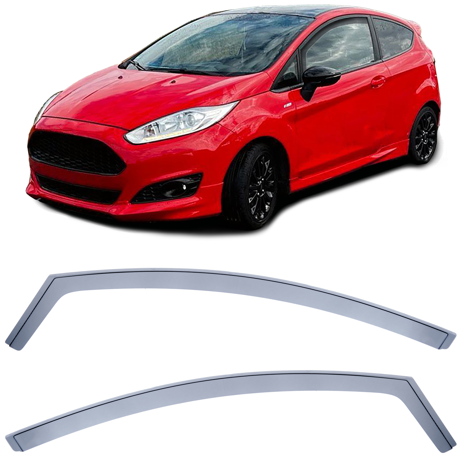 Zijwindschermen - Ford Fiesta JA8 08-17 - Regen- en Winddeflector - Zwarte rook