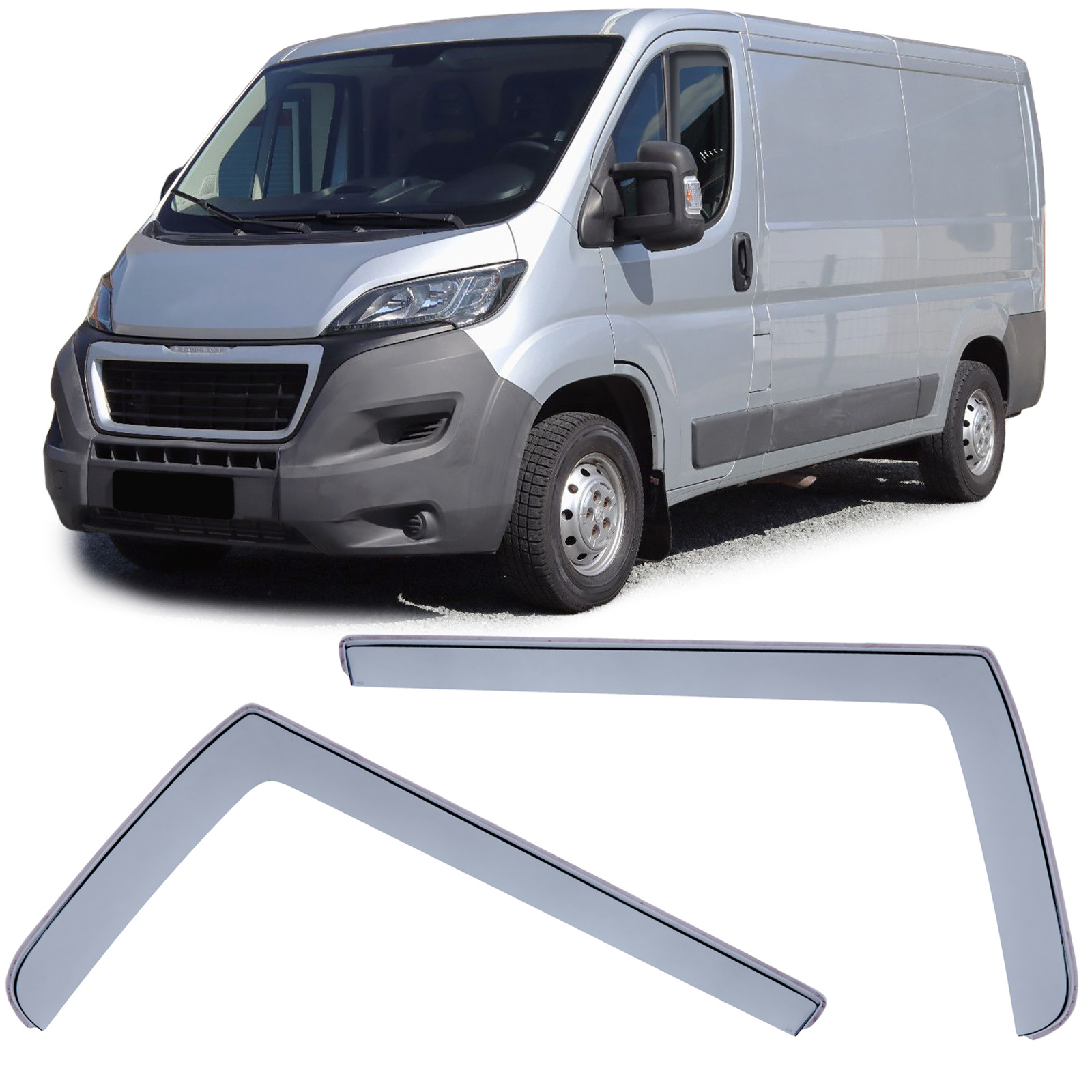 Zijwindschermen - Peugeot Boxer 250 vanaf 06 - Zwart smoke - Passend & krasbestendig - 100% montagehandleiding - Aerodynamisch gevormd