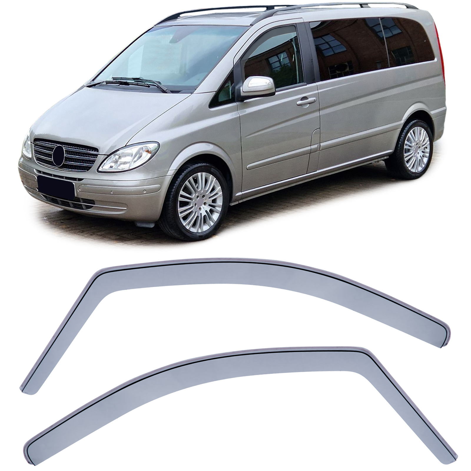 Zijwindschermen - Mercedes Vito Viano 1 2 03-13 - Zwart - 100% passend