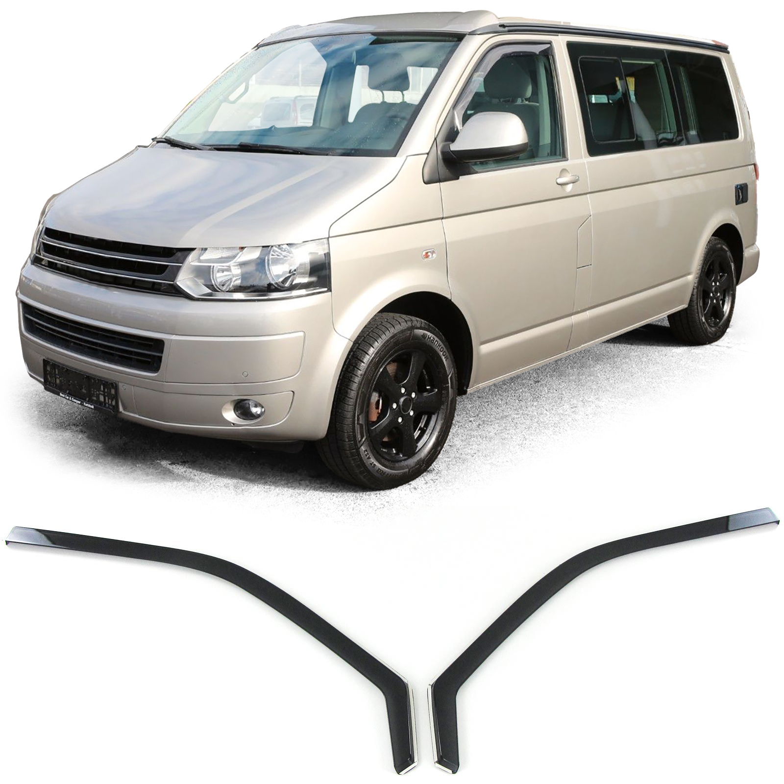 Zijwindschermen - VW Bus T5 T6 vanaf 03 - ZWARTE ROOK - Regen-/winddeflector