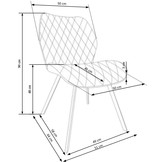 Eetkamerstoel - stof - 51x90x55 cm - grijs