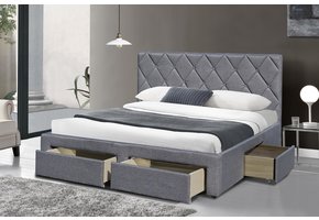 BETINIA - tweepersoonsbed - met laden - Scandinavisch - grijs