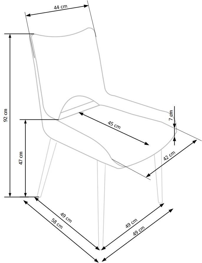 Eetkamerstoel - stof - 48x92x58 cm - donkergrijs