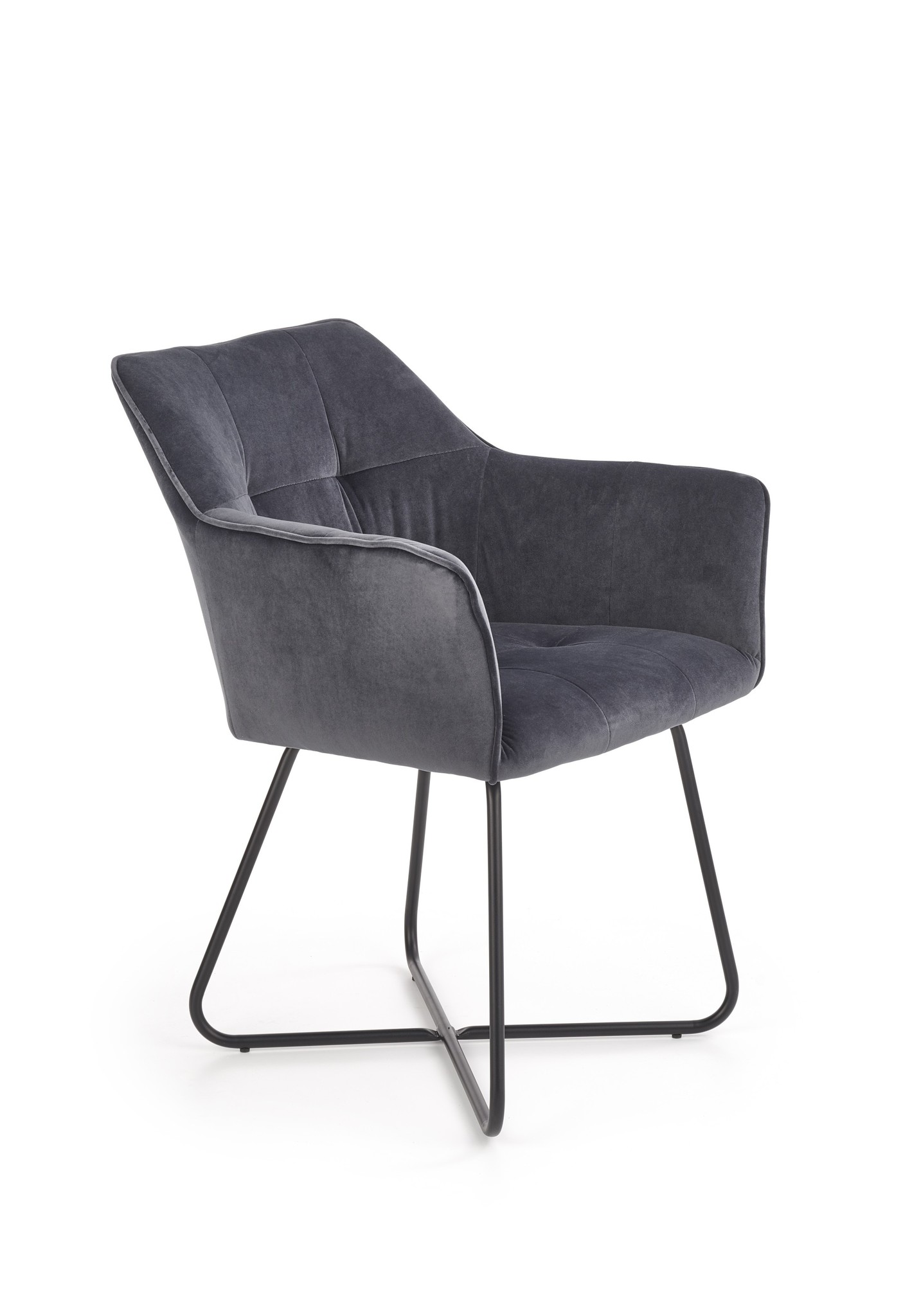 Eetkamerstoel - fluwelen stof - 60x81x62 cm - grijs