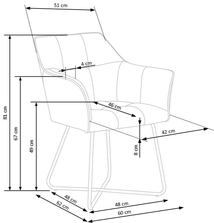 Eetkamerstoel - fluwelen stof - 60x81x62 cm - grijs