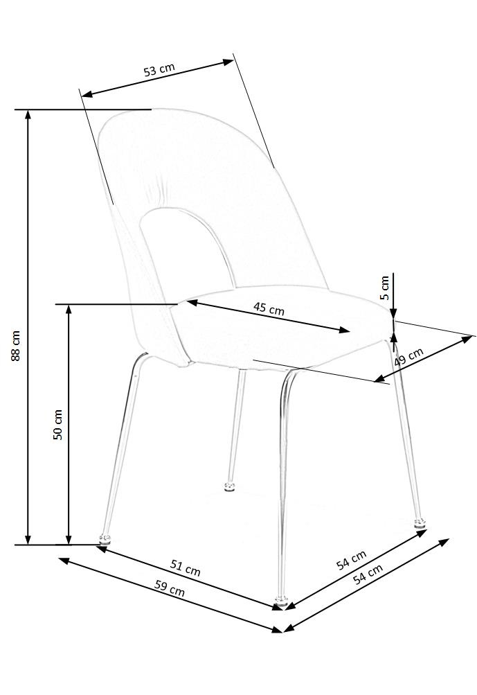 Eetkamerstoel - fluwelen stof - 45x88x59 cm - grijs