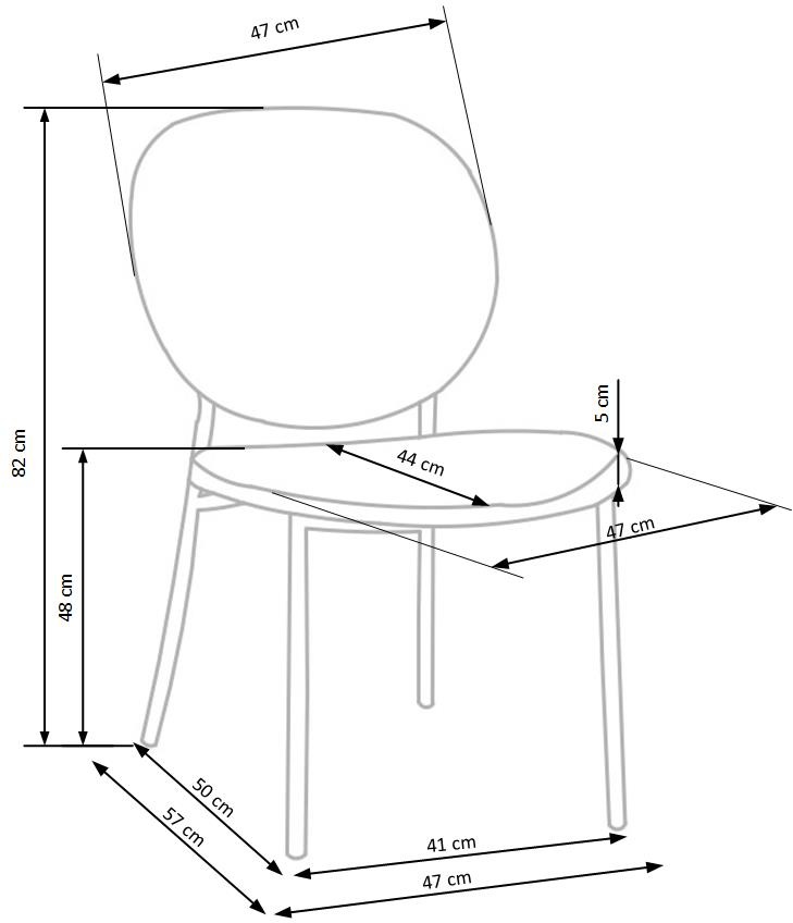 Eetkamerstoel - stof - 47x82x57 cm - meerkleurig