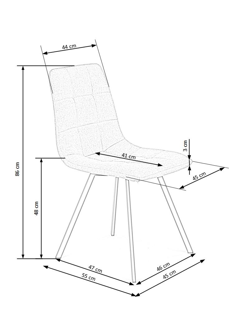 Eetkamerstoel - stof - 45x86x55 cm - grijs
