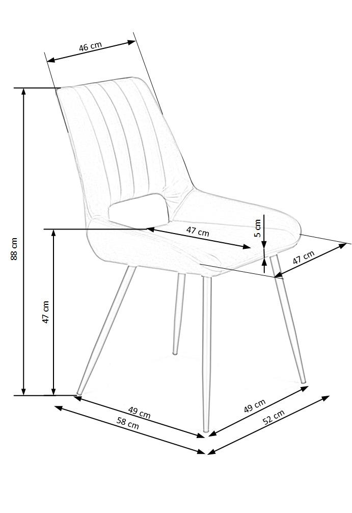 Eetkamerstoel - fluwelen stof - 52x88x58 cm - grijs