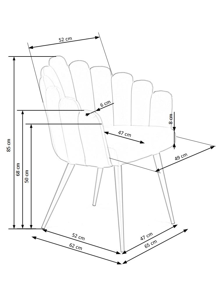 Eetkamerstoel - fluwelen stof - 65x85x50 cm - roze