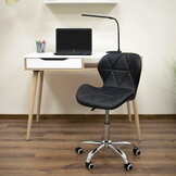 Bureaustoel - 48x36x73-81cm - Gewatteerd Eco-leer - Zwart