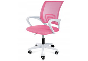 Bureaustoel - 48x45x85,5cm - draaibaar - roze/wit