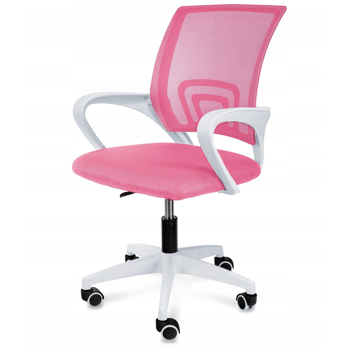 Bureaustoel - 48x45x85,5cm - draaibaar - roze/wit