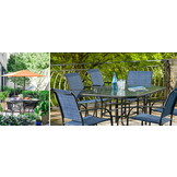 Terras tafel - 140x80cm - Gehard glas - Zilver