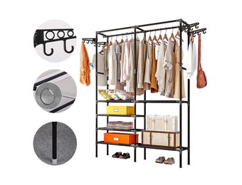 Garderoberek - 86x174cm - Grote opbergruimte - Zwart