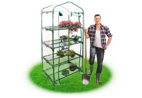 Balkon kweekkas - 160x70x50cm - 4 schappen - Groen/Transparant