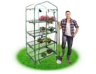 Balkon kweekkas - 160x70x50cm - 4 schappen - Groen/Transparant