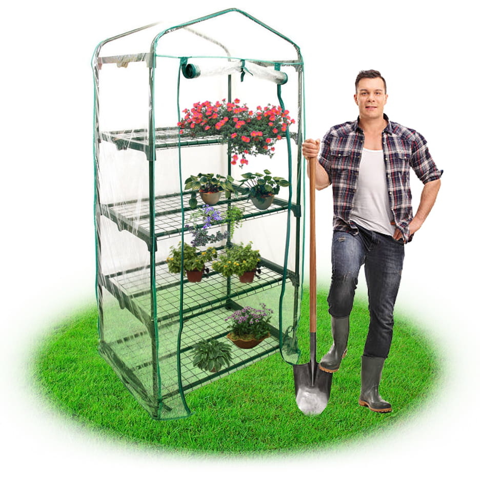 Balkon kweekkas - 160x70x50cm - 4 schappen - Groen/Transparant