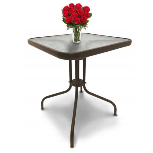 Terrastafel - 60x60cm - Gehard glas - Bruin