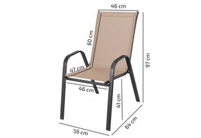 Tuinstoel - 54x65x89cm - Textielbekleding - beige