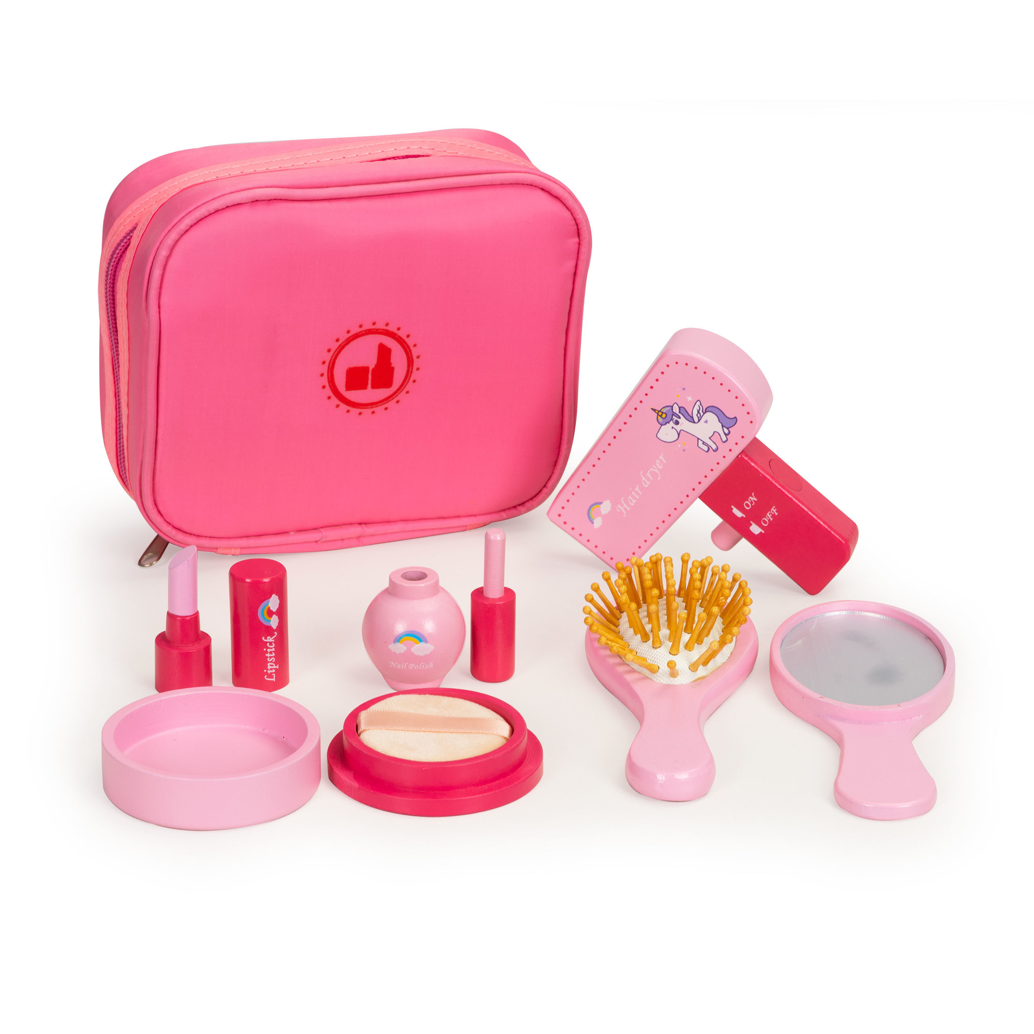 Kinder beauty set - 17x7x15cm - 6 accessoires - roze