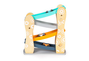 Autobaan - 25x9x28.5cm - Houten glijbaan - Kleurrijk