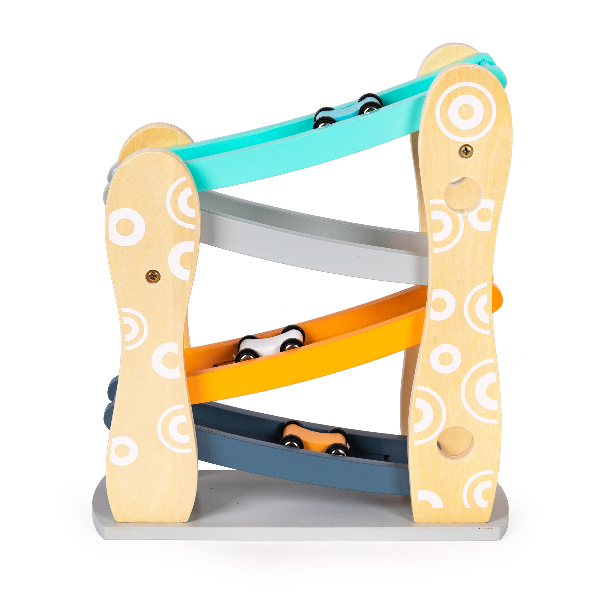 Autobaan - 25x9x28.5cm - Houten glijbaan - Kleurrijk