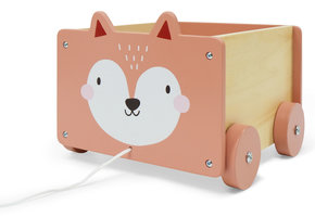 Houten karretje - 24x25,5x19,5 cm - Ideaal voor opbergen - met lachende kat - bruin