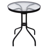 Tuintafel - 60cm - Gehard glas - Zwart