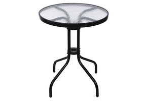 Tuintafel - 60cm - Gehard glas - Zwart