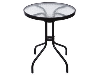 Tuintafel - 60cm - Gehard glas - Zwart