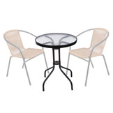 Tuintafel - 60cm - Gehard glas - Zwart