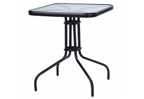 Tuintafel - 60cm - Gehard glas - Zwart