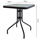 Tuintafel - 60cm - Gehard glas - Zwart