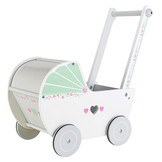 Poppenwagen - 38x22x47 cm - Houten constructie - wit