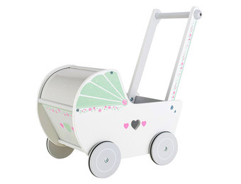 Poppenwagen - 38x22x47 cm - Houten constructie - wit