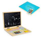 EcoToys educatief magneetbord - 30x22cm - inclusief 78 letters en cijfers - houten constructie - blauw