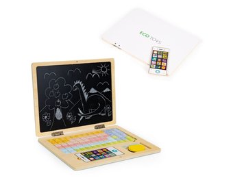 Educatief magneetbord - 30x22cm - 78 kleurrijke cijfers en letters - houten stalconstructie - veilig - ECOTOYS.