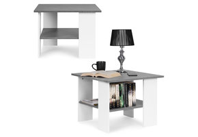 Salontafel - 60x60x45cm - Functionele plank - Grijs