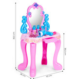Kinderkaptafel - 42x26x36cm - LED spiegel - roze