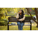 Tuinbank - 125x56x77cm - Metalen Rugleuning - Zwart