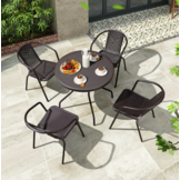 Tuinstoel - 50x60cm - Rotan imitatie - zwart