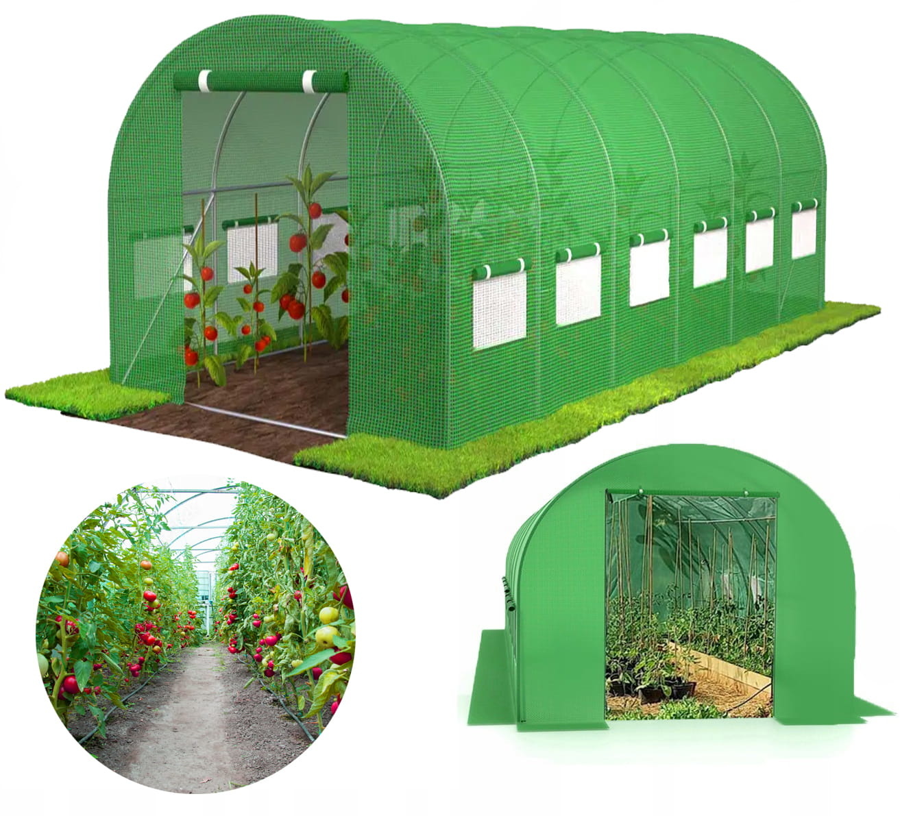 Tuinkas - 600x300x200cm - UV-folie - Groen