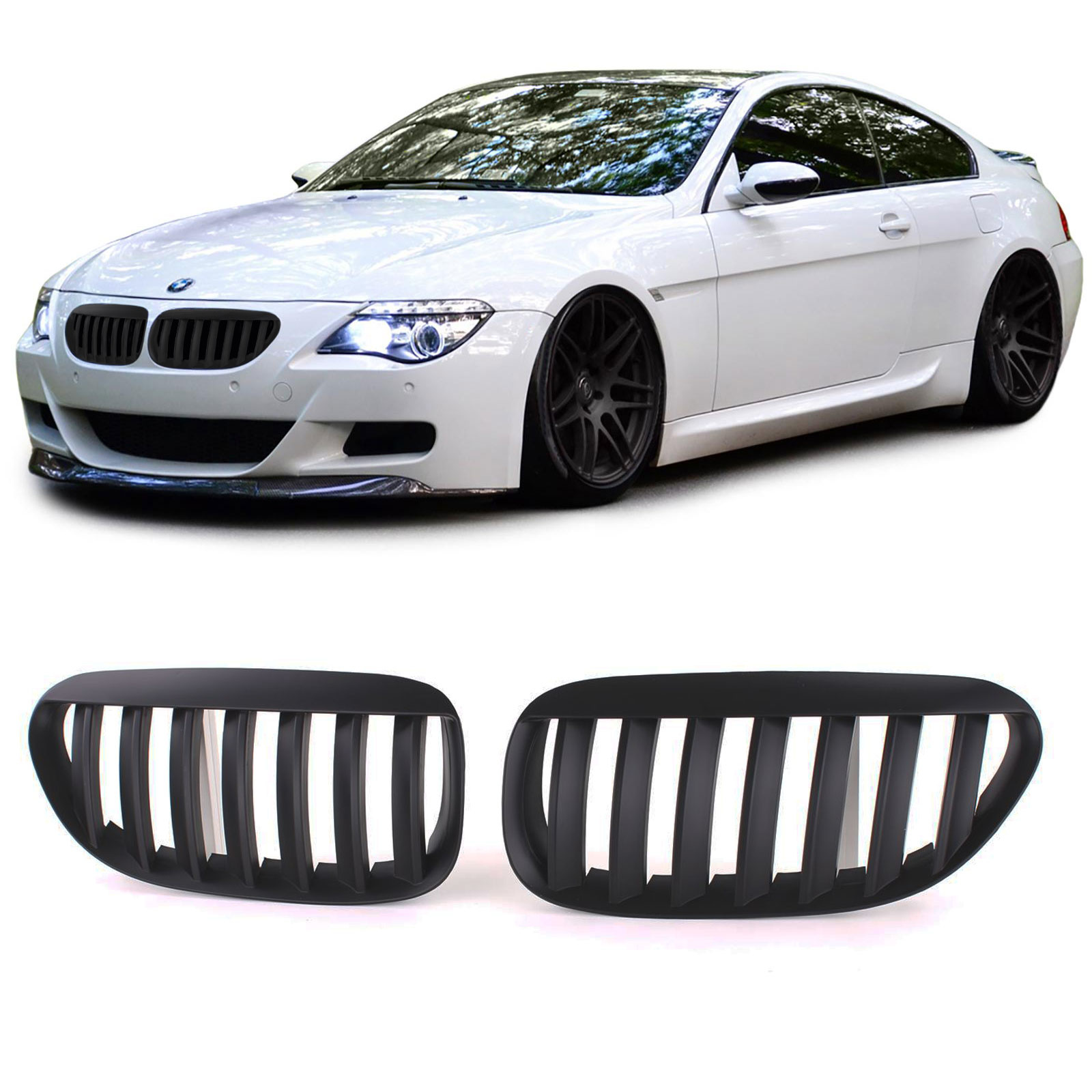 Grill nieren - BMW E63 E64 04-10 - Sport rooster - PERFORMANCE ZWART MAT