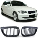 Grill Nieren geschikt voor BMW 1 serie E87 04-07 - Sportieve, verbeterde look - Mat Zwart